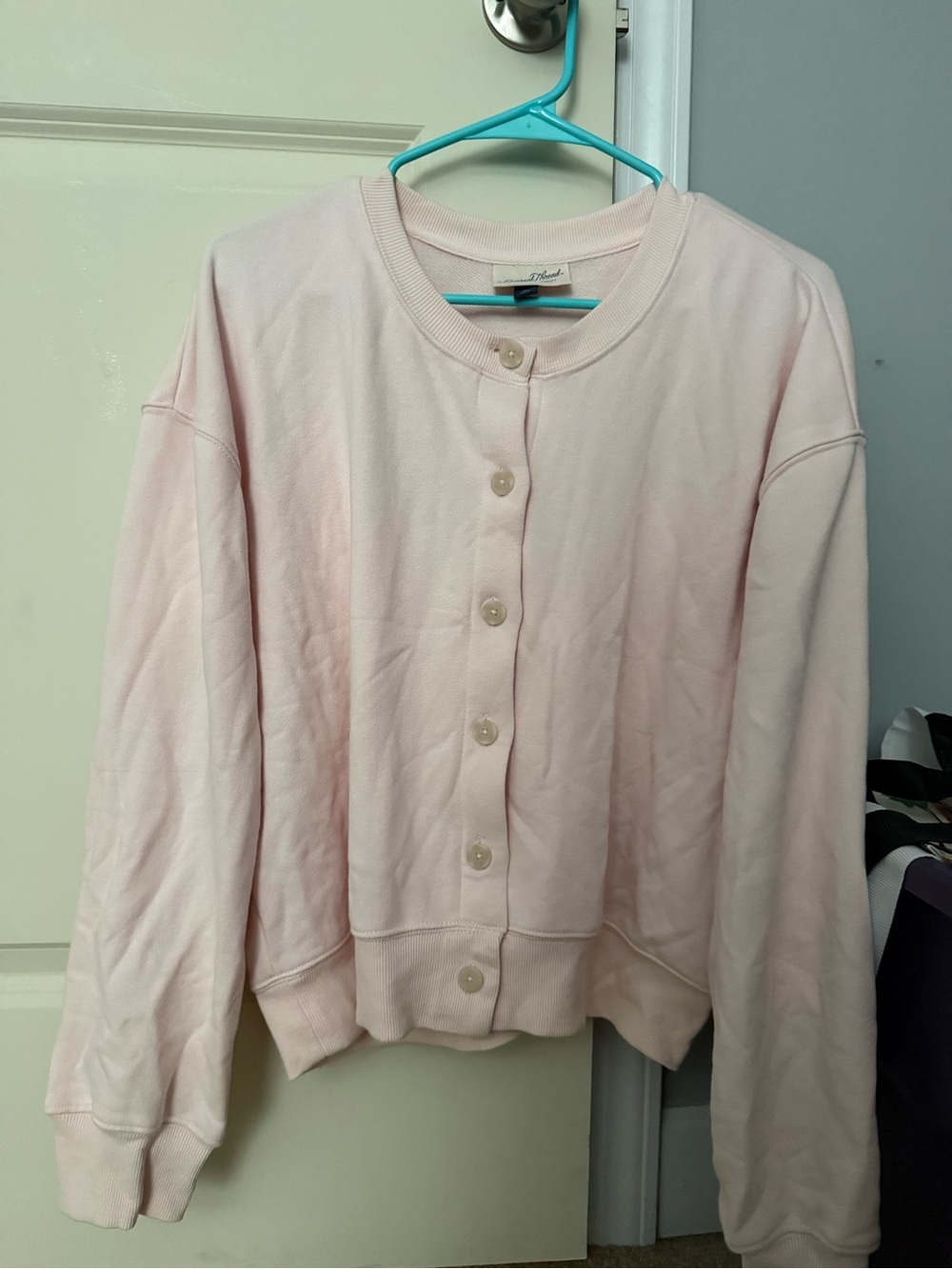 Light pink sweatshirt cardigan